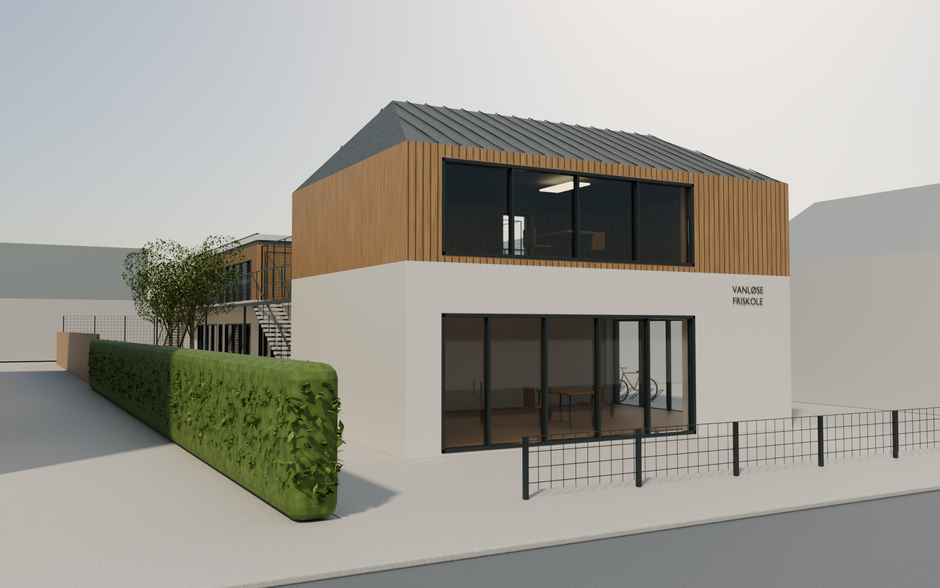 Illustrative new frontage building seen from the street